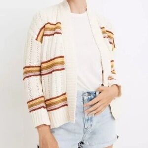 Madewell Striped Diaz Open Cardigan Retro Rainbow Size S #AM309